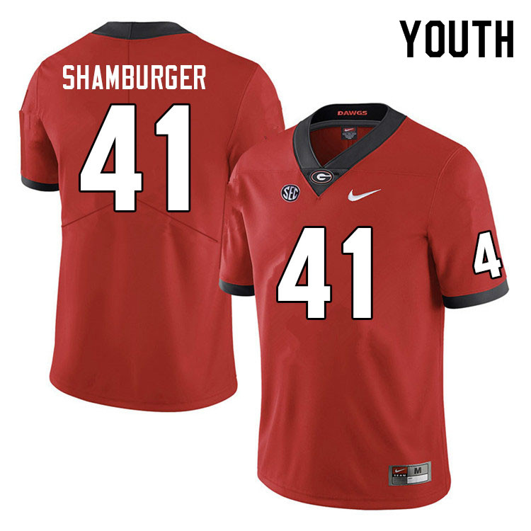 Georgia Bulldogs Youth Denton Shamburger #41 Red 2022 Stitched College UGA Football Jersey 23GL011MO